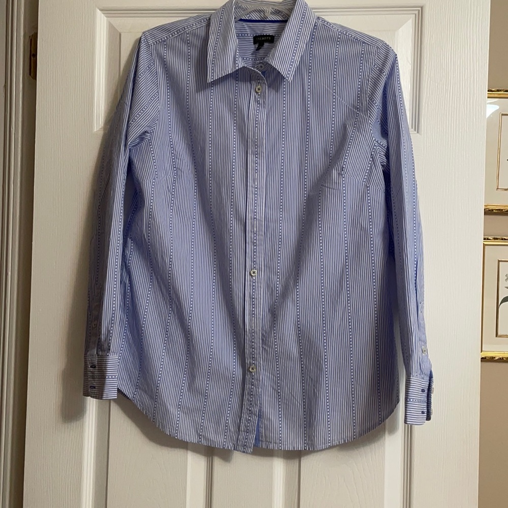 Talbots blue and white button down